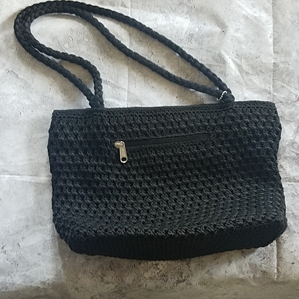 Black crochet purse